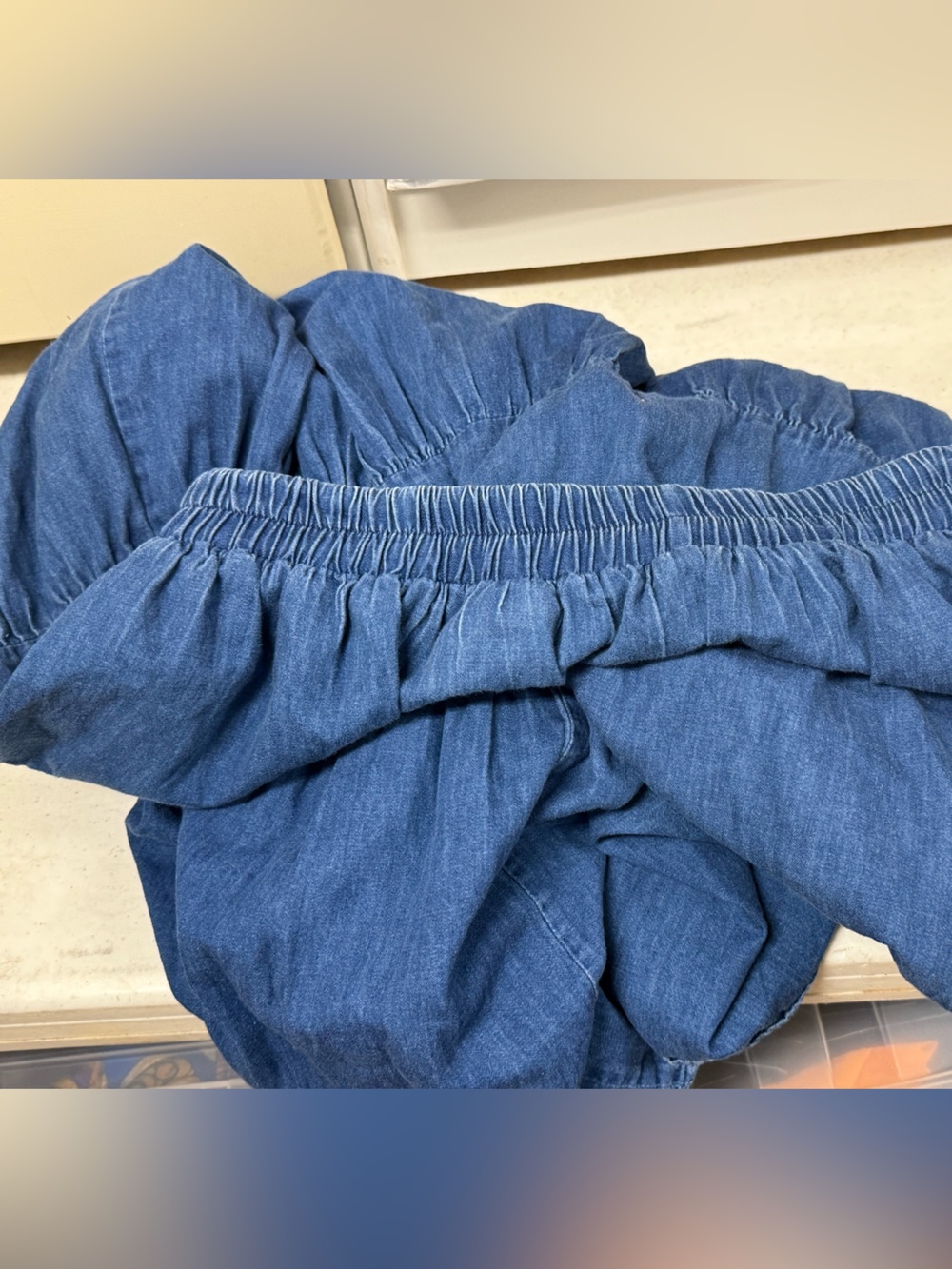 Vtg Glen Cove Chambray Tiered Maxi Skirt XL Cottagecore Boho Prairie - Picture 13 of 13
